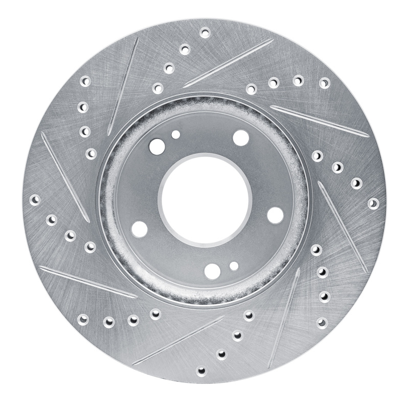Kia Rondo Brake Rotor (1) - Front Right - R1 Concepts - Drilled & Slotted - Silver - `07-`10